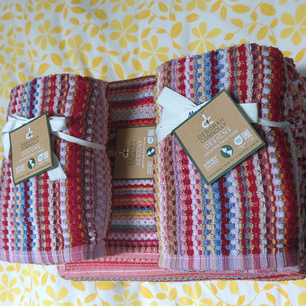 Deborah Connolly Designs Colorful Striped Towels Set - Picture 4 of 4